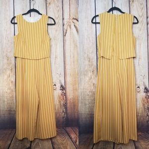 Miss Selfridge Jumpsuit Ochre Stripe Wide leg crop